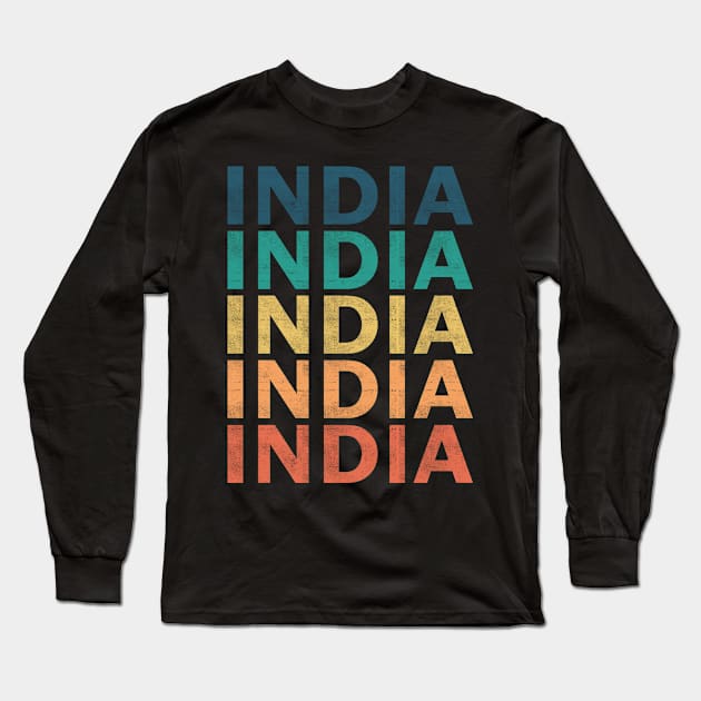 India Name T Shirt - India Vintage Retro Name Gift Item Tee Long Sleeve T-Shirt by henrietacharthadfield